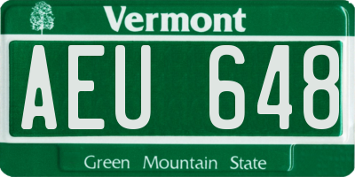 VT license plate AEU648
