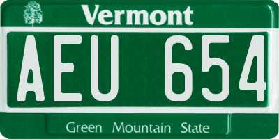 VT license plate AEU654