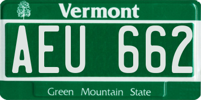 VT license plate AEU662