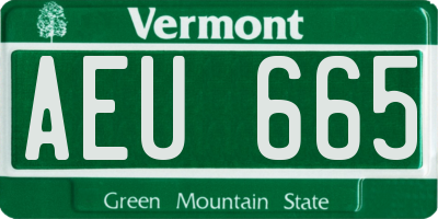 VT license plate AEU665