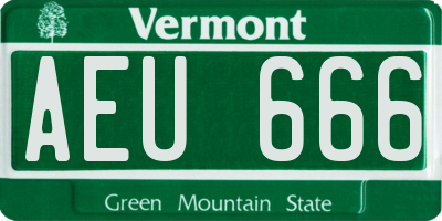 VT license plate AEU666
