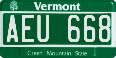 VT license plate AEU668
