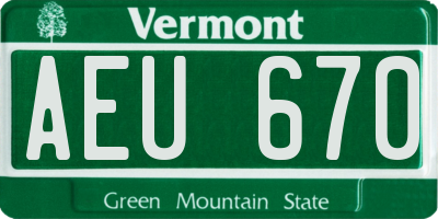 VT license plate AEU670
