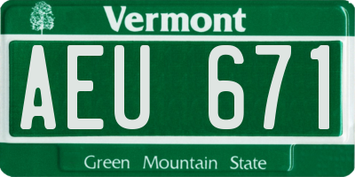 VT license plate AEU671