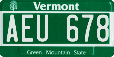 VT license plate AEU678