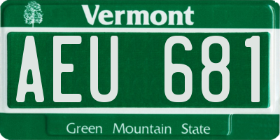VT license plate AEU681