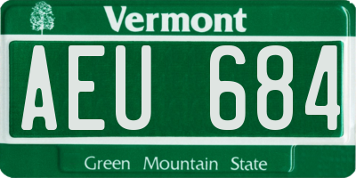 VT license plate AEU684
