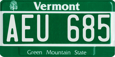 VT license plate AEU685
