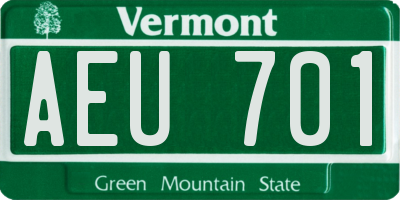 VT license plate AEU701