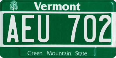 VT license plate AEU702