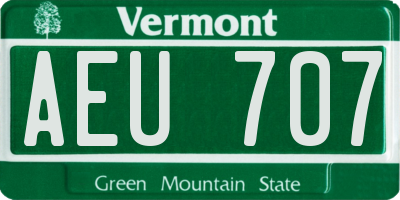 VT license plate AEU707