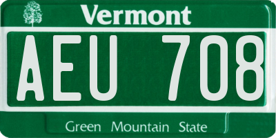 VT license plate AEU708