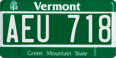 VT license plate AEU718