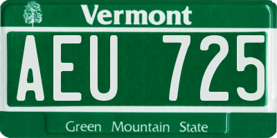 VT license plate AEU725