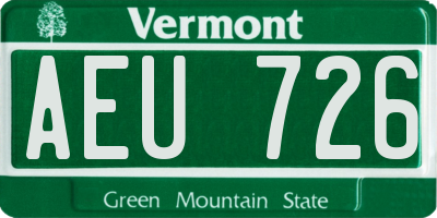 VT license plate AEU726