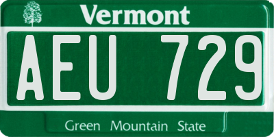 VT license plate AEU729