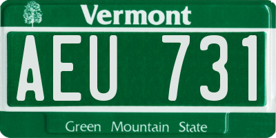 VT license plate AEU731