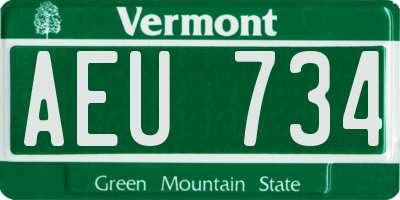 VT license plate AEU734