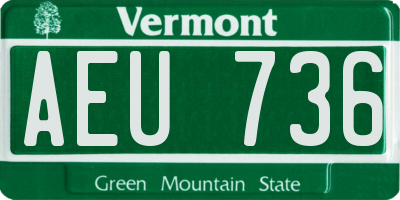 VT license plate AEU736