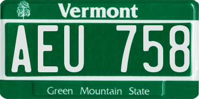 VT license plate AEU758