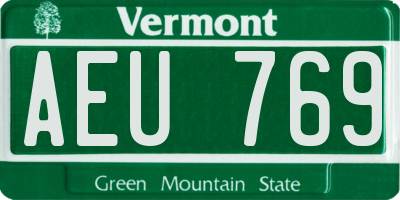 VT license plate AEU769