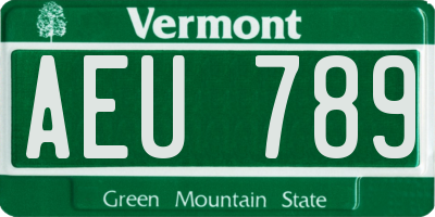 VT license plate AEU789
