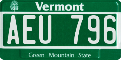 VT license plate AEU796