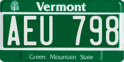 VT license plate AEU798