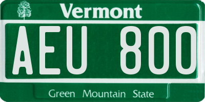 VT license plate AEU800