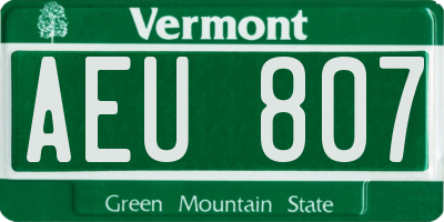 VT license plate AEU807