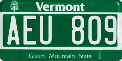 VT license plate AEU809