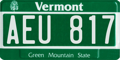VT license plate AEU817