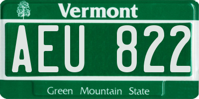 VT license plate AEU822