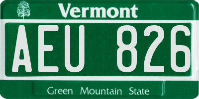 VT license plate AEU826