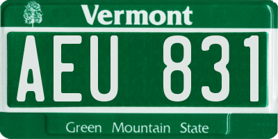 VT license plate AEU831