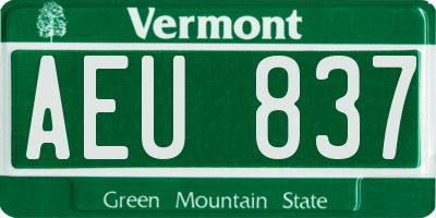 VT license plate AEU837