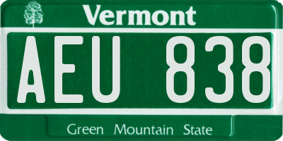 VT license plate AEU838
