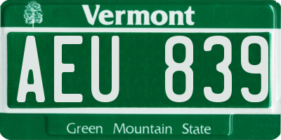 VT license plate AEU839
