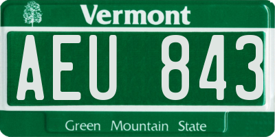 VT license plate AEU843