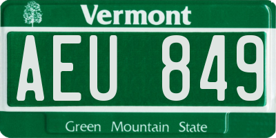 VT license plate AEU849