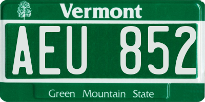 VT license plate AEU852