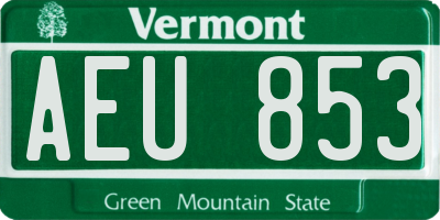 VT license plate AEU853