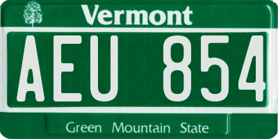 VT license plate AEU854