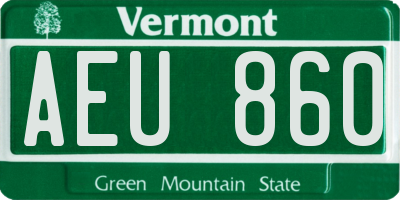VT license plate AEU860