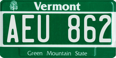 VT license plate AEU862