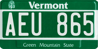 VT license plate AEU865