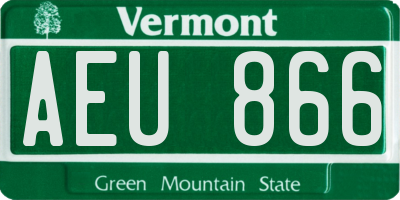 VT license plate AEU866