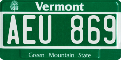 VT license plate AEU869