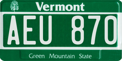 VT license plate AEU870