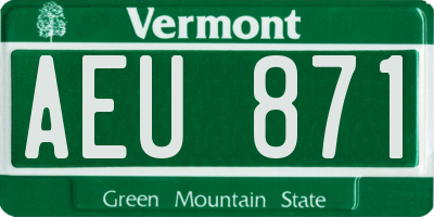 VT license plate AEU871
